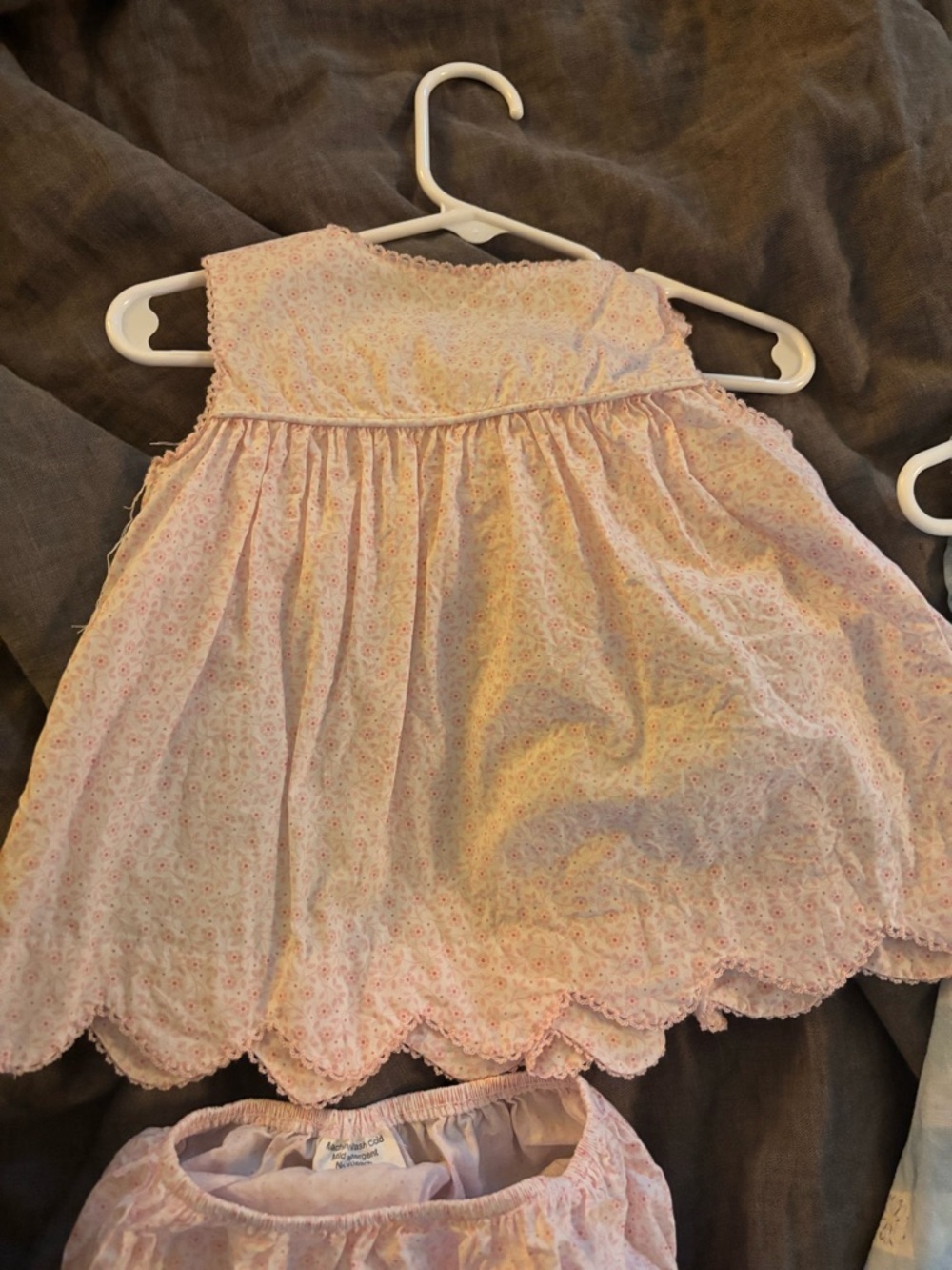 Girls' Pink Floral Smocked Tank One-Piece with Bloomers - Picture 3 of 4